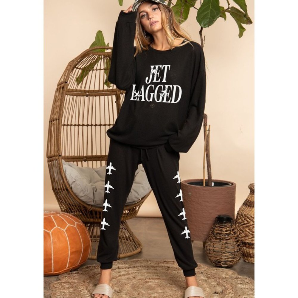 🛬Jet Lagged Graphic Travel Loungewear Set🛫